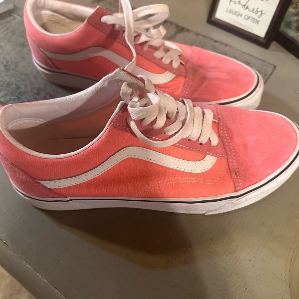 Vans Women's Coral and White Sneakers